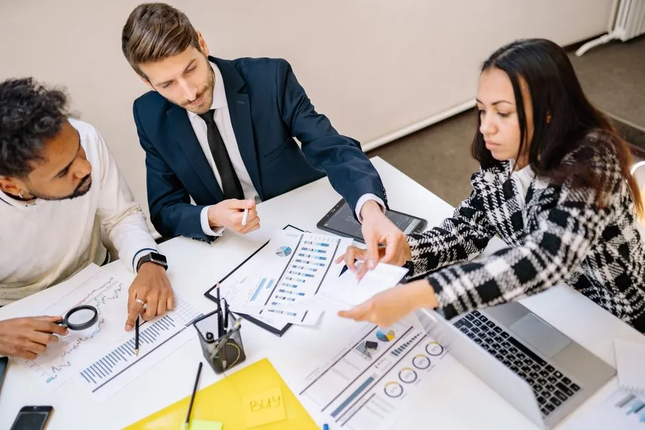 Recruitment team planning a talent pipeline in a meeting