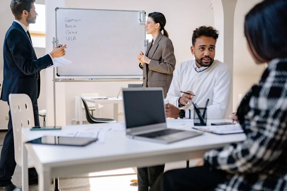 Diverse professionals from different industries in an office