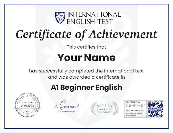 A1 — Beginner certificate example