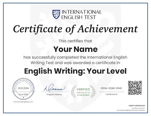 Certificat d'expression écrite en anglais Certificat d'expression écrite en anglais