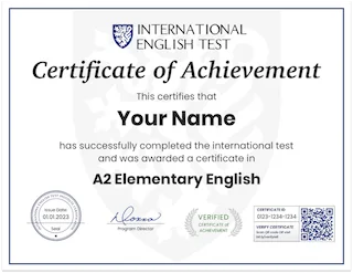 A2 English Certificate A2 Elementary English Certificate