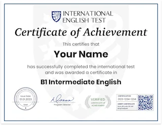 B1 English Certificate B1 Intermediate English Certificate