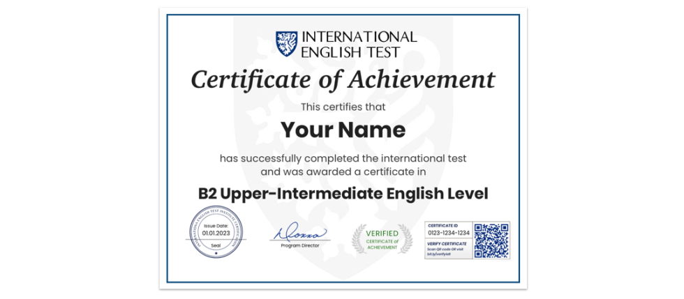 B2 Upper-Intermediate English Level - International English Test