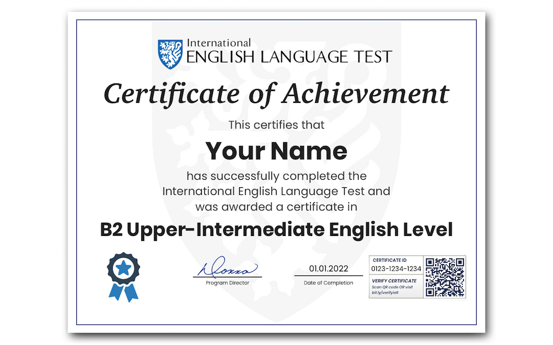 B2 Upper-Intermediate English Level - International English Test