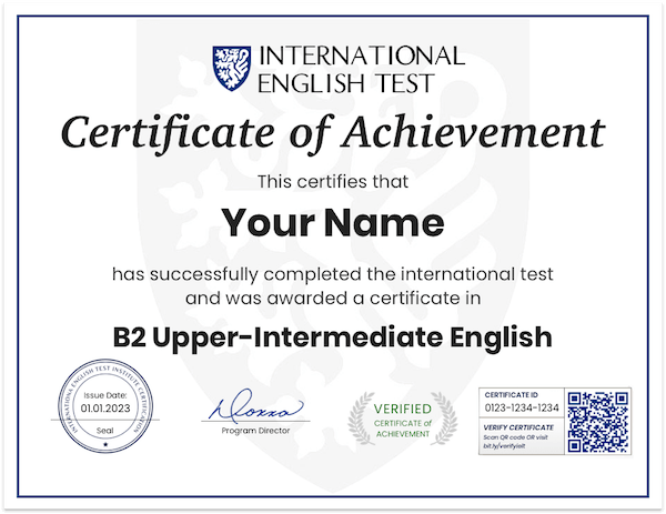 English Certificate International English Test